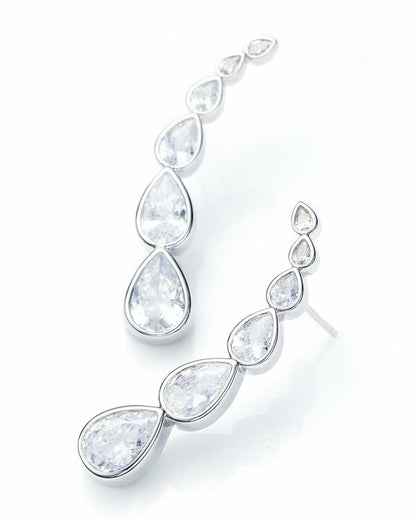 Nana Jacqueline Mirabelle Teardrop Earrings: Silver Earrings for Formal Events Silver