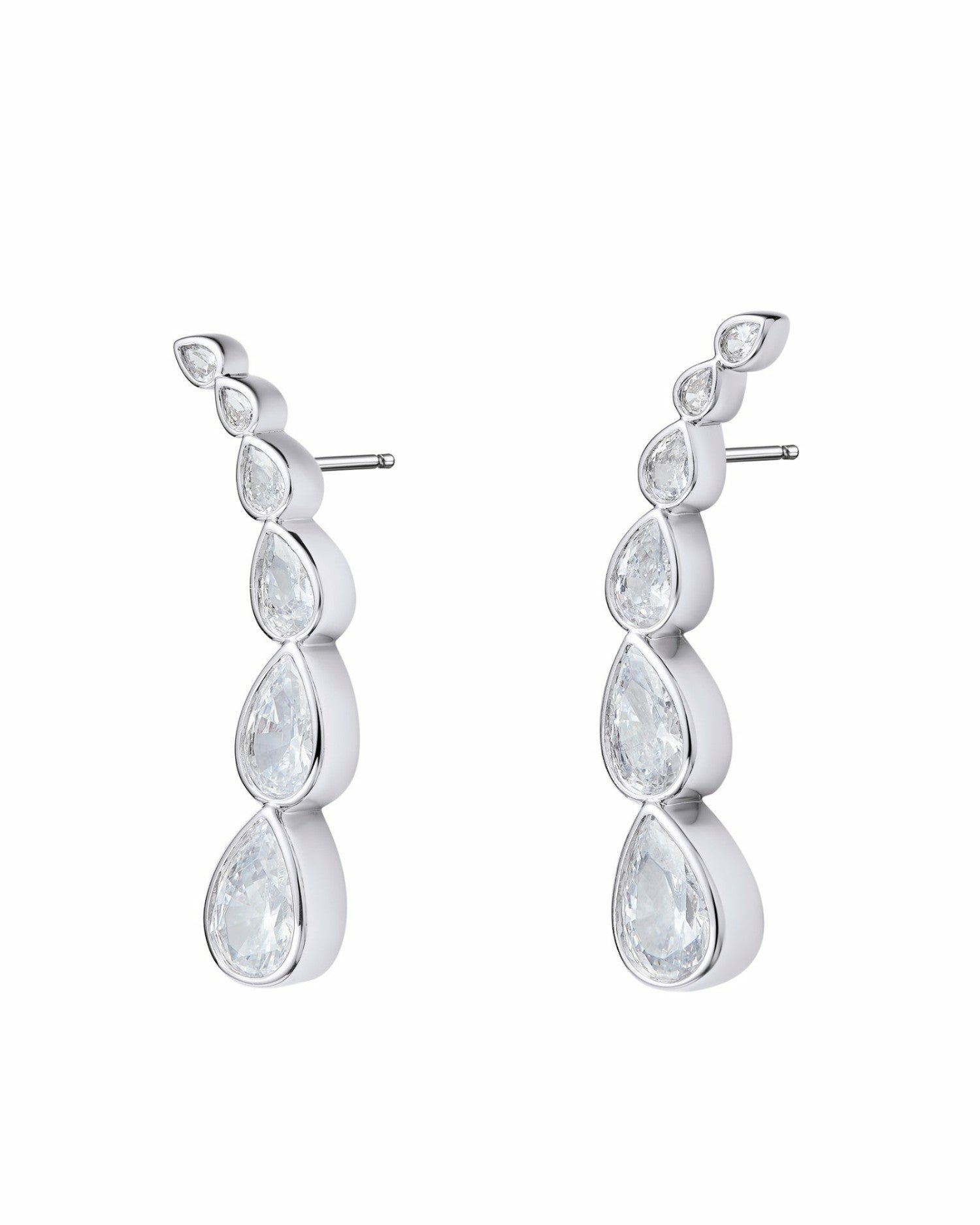 Nana Jacqueline Mirabelle Teardrop Earrings: Silver Earrings for Formal Events Silver