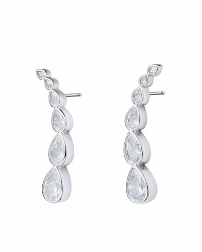 Nana Jacqueline Mirabelle Teardrop Earrings: Silver Earrings for Formal Events Silver