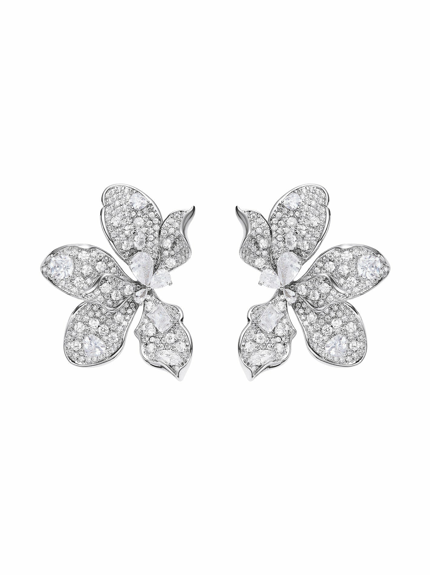 Nana Jacqueline Portia Earrings: Silver Earrings for Wedding White