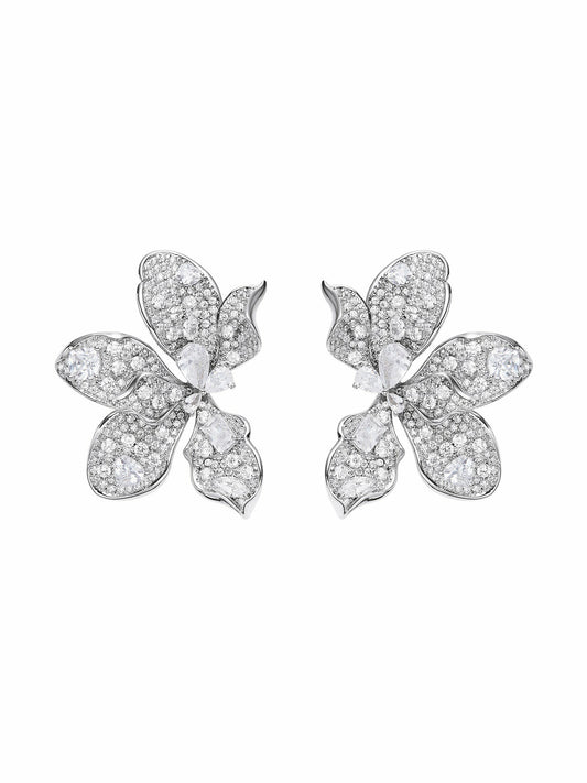 Nana Jacqueline Portia Earrings: Silver Earrings for Wedding White