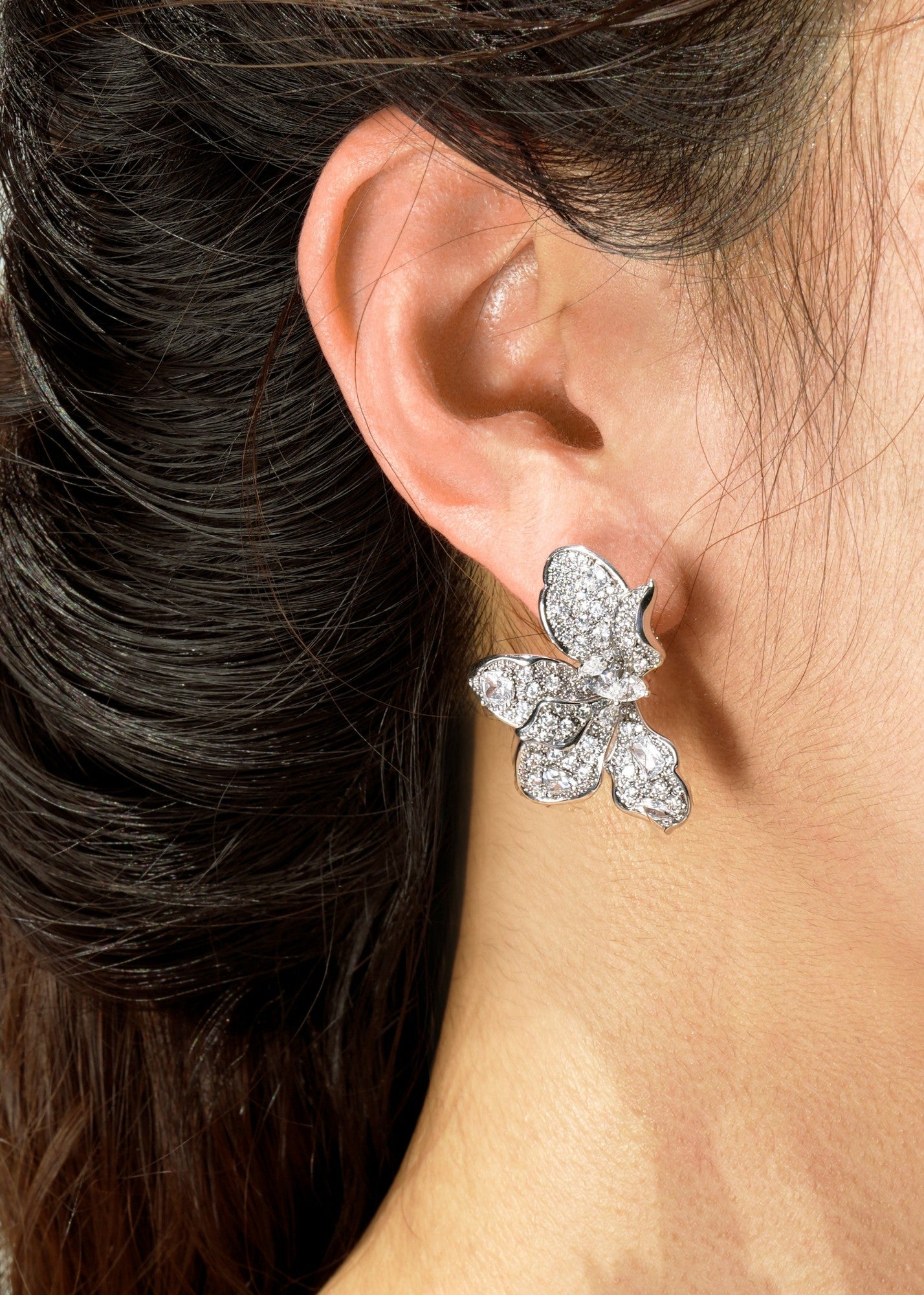 Nana Jacqueline Portia Earrings: Silver Earrings for Wedding White