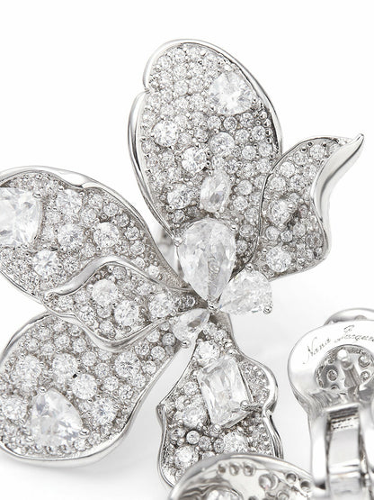 Nana Jacqueline Portia Earrings: Silver Earrings for Wedding White