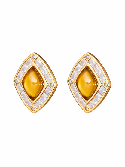Nana Jacqueline Bianca Earrings: Yellow Earrings for Cocktail Party Yellow