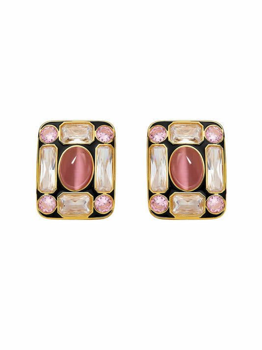 Nana Jacqueline Mirabel Earrings: Pink Earrings for Cocktail Party Geometric