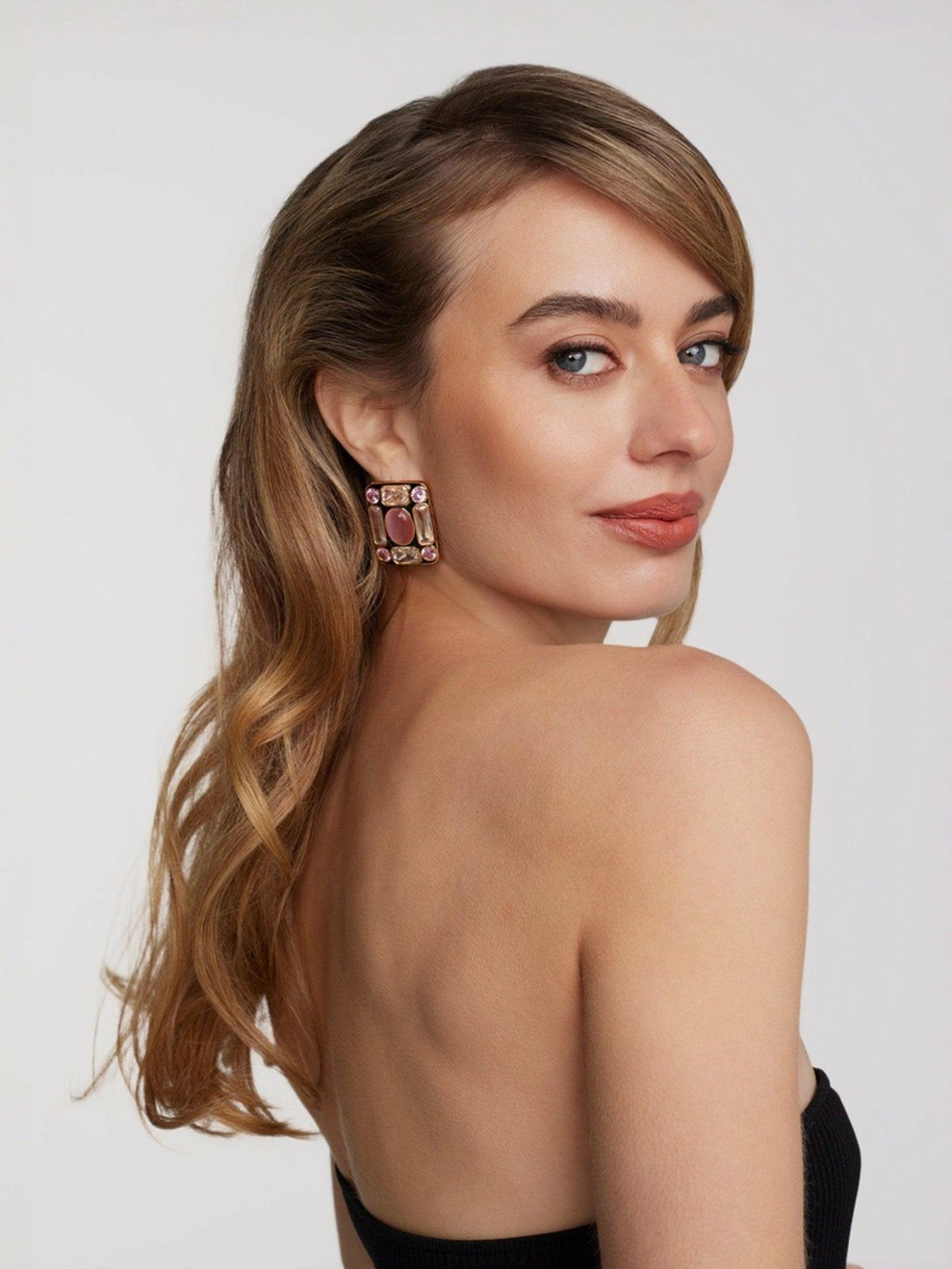 Nana Jacqueline Mirabel Earrings: Pink Earrings for Cocktail Party Geometric
