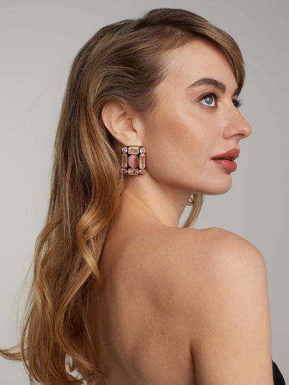 Nana Jacqueline Mirabel Earrings: Pink Earrings for Cocktail Party Geometric