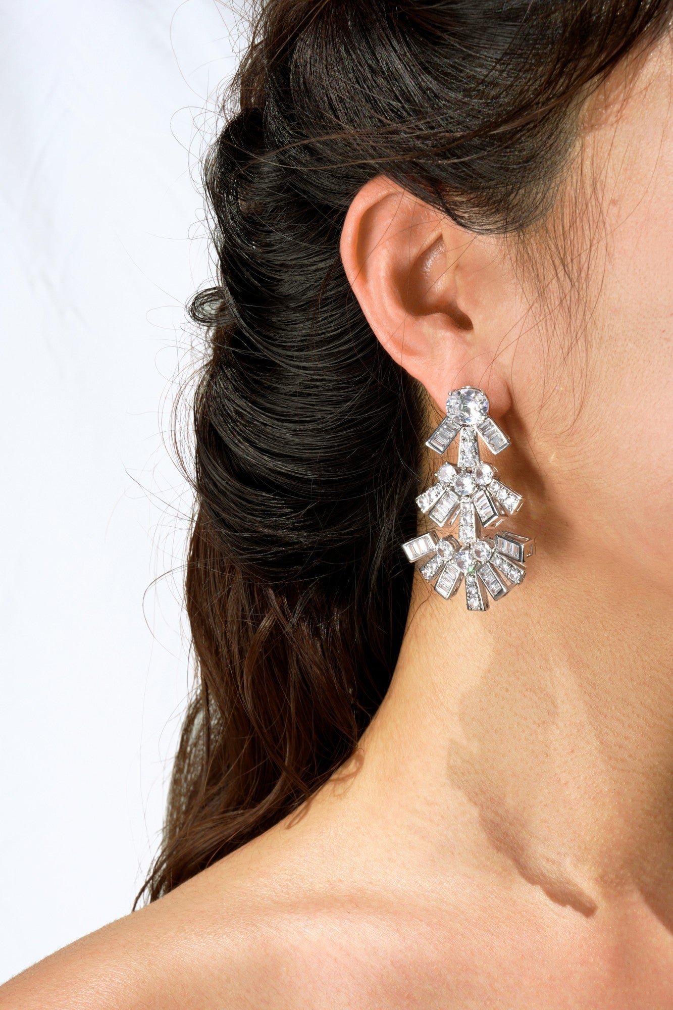 Nana Jacqueline Claira Earrings: White Earrings for Bridal Shower White