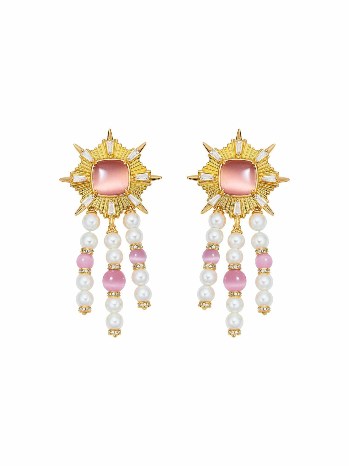 Nana Jacqueline Clara Pearl Earrings: Pink Earrings for Cocktail Party Pink