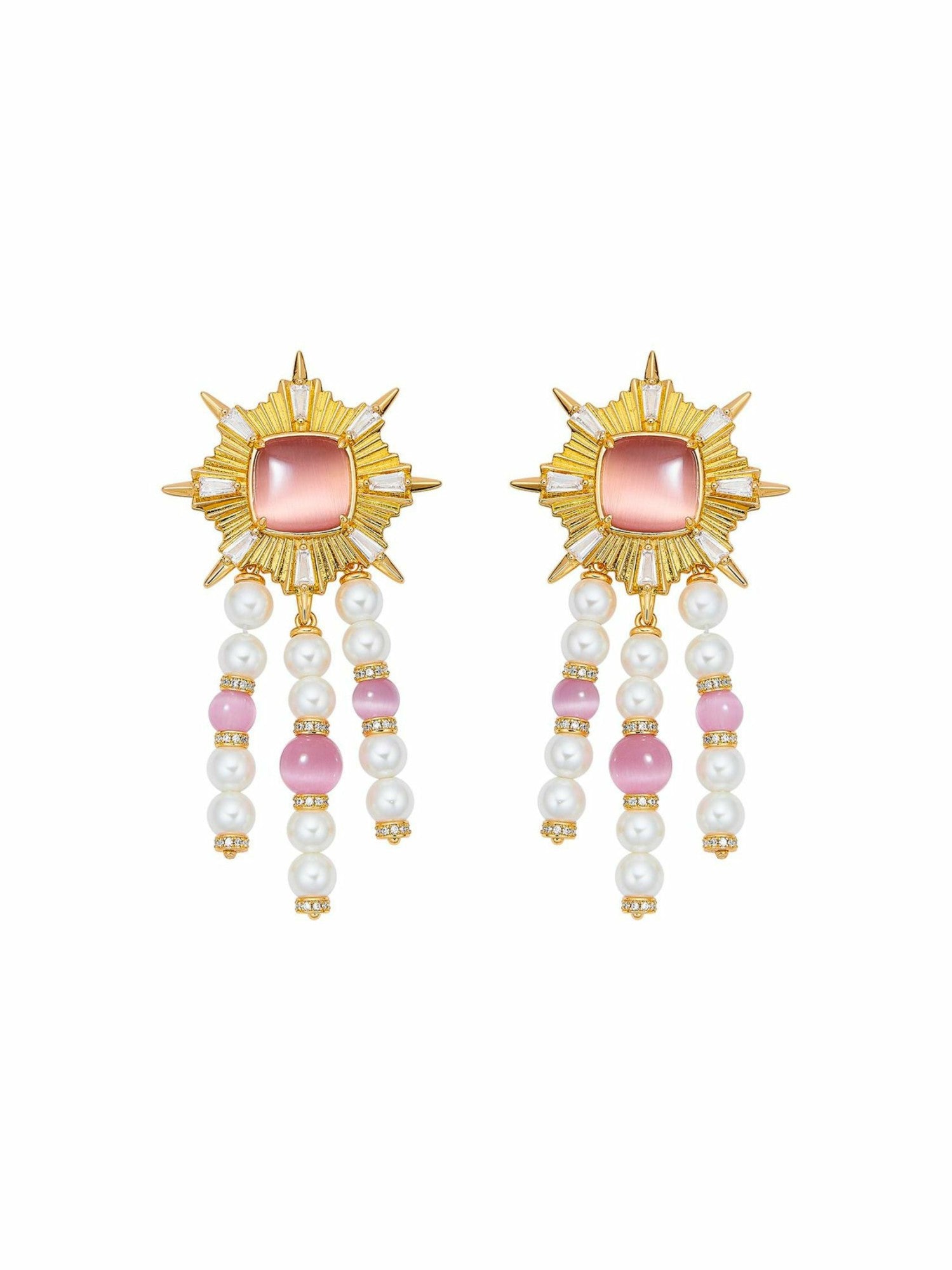 Nana Jacqueline Clara Pearl Earrings: Pink Earrings for Cocktail Party Pink