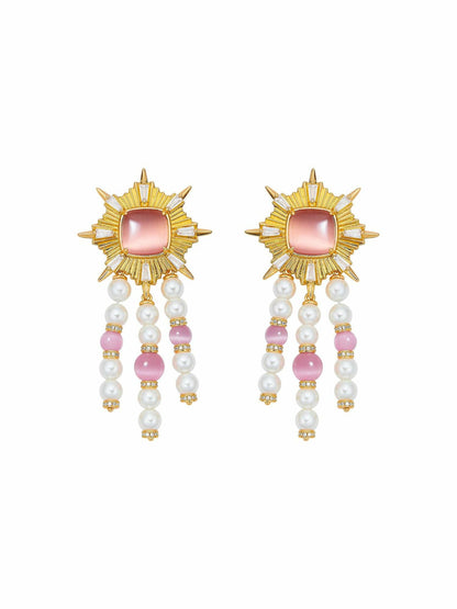 Nana Jacqueline Clara Pearl Earrings: Pink Earrings for Cocktail Party Pink