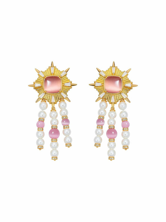 Nana Jacqueline Clara Pearl Earrings: Pink Earrings for Cocktail Party Pink