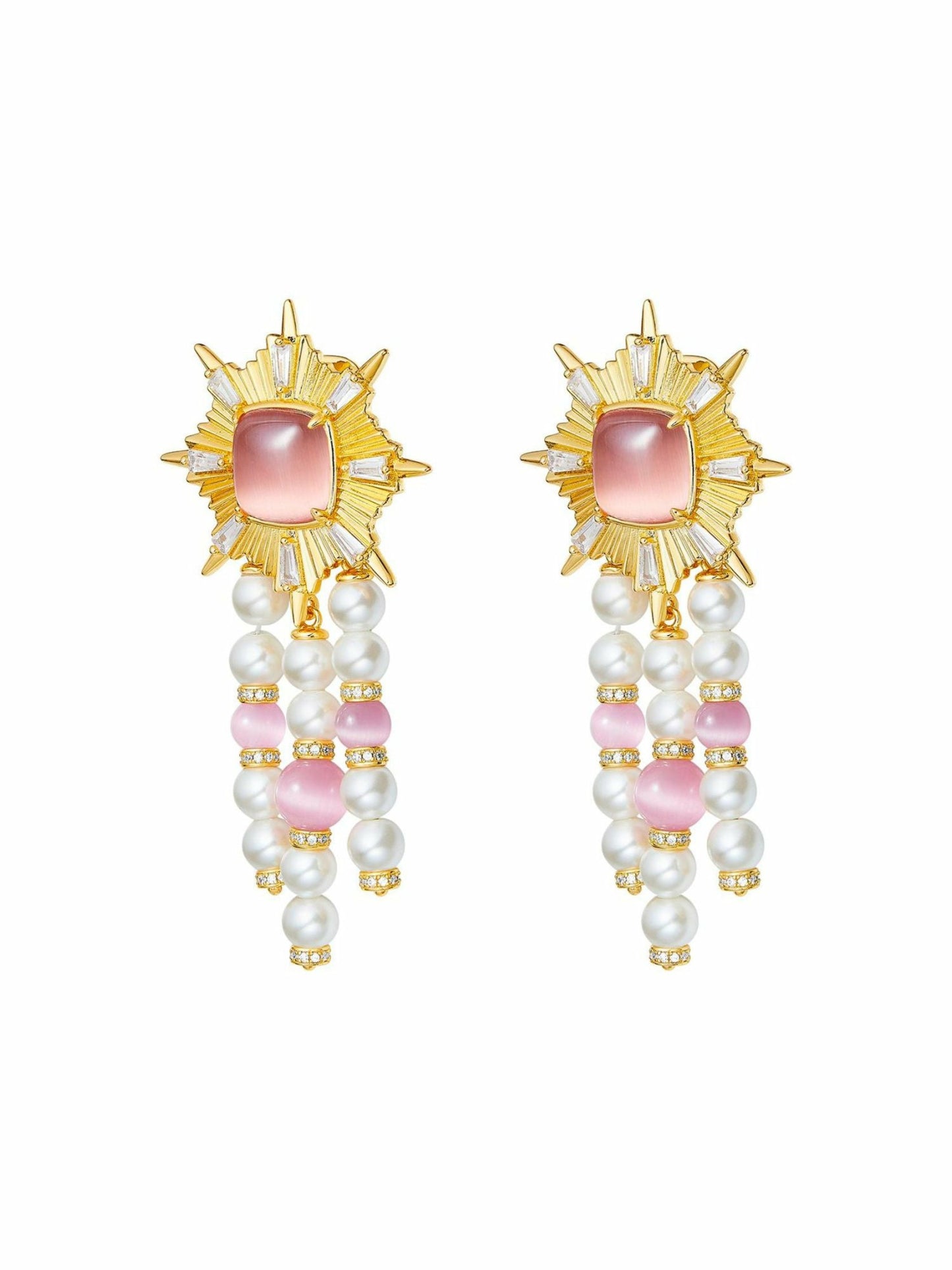 Nana Jacqueline Clara Pearl Earrings: Pink Earrings for Cocktail Party Pink