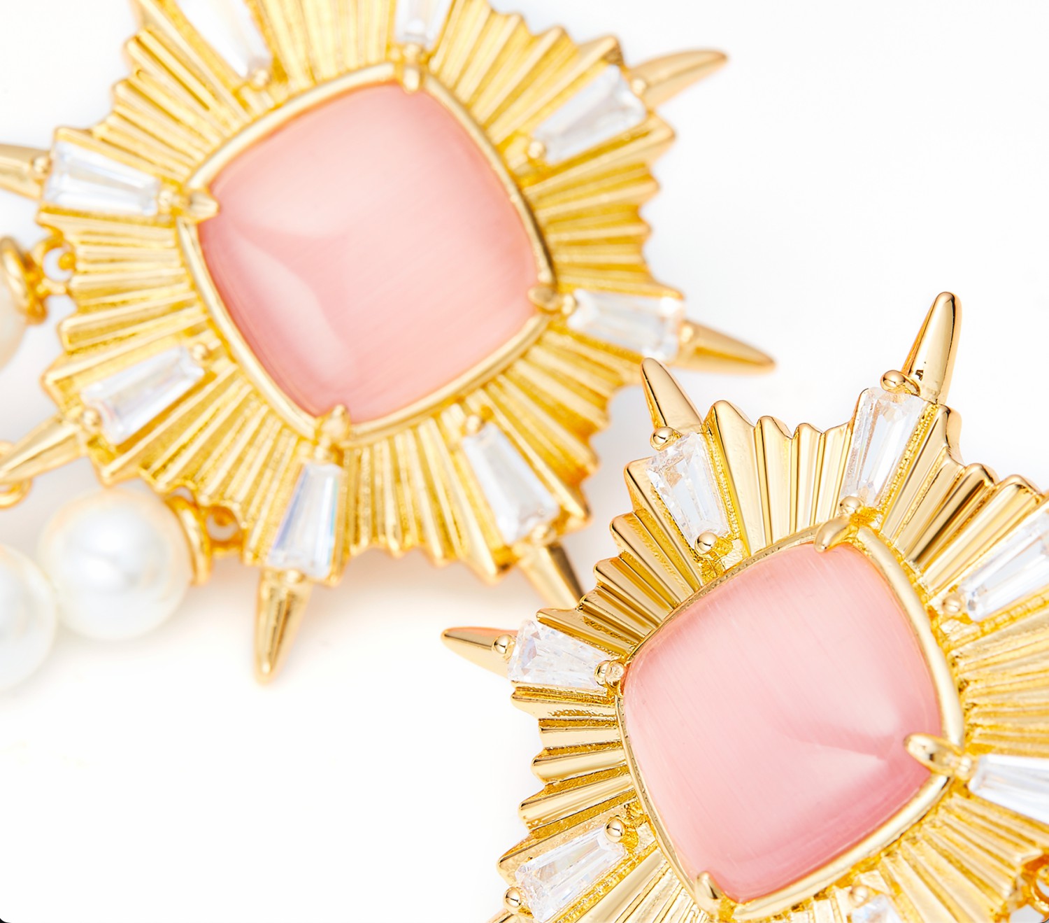 Nana Jacqueline Clara Pearl Earrings: Pink Earrings for Cocktail Party Pink