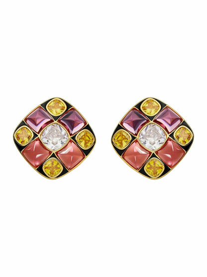 Nana Jacqueline Cassandra Earrings: Pink Earrings for Cocktail Party Geometric