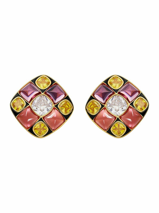 Nana Jacqueline Cassandra Earrings: Pink Earrings for Cocktail Party Geometric
