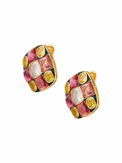 Nana Jacqueline Cassandra Earrings: Pink Earrings for Cocktail Party Geometric