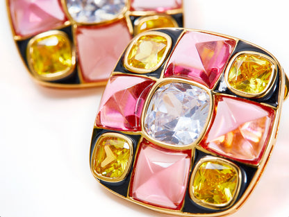 Nana Jacqueline Cassandra Earrings: Pink Earrings for Cocktail Party Geometric