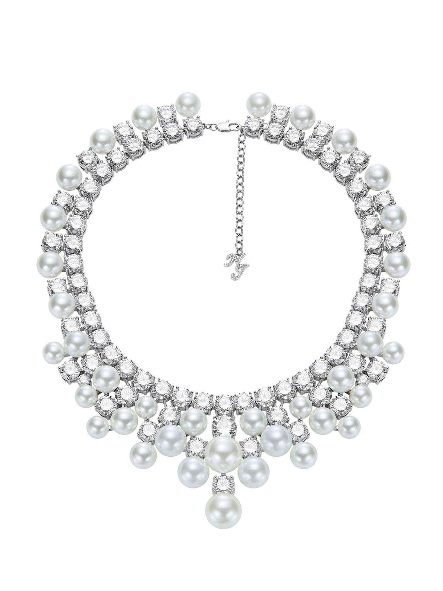 Nana Jacqueline Marceline Pearl Tassel White Necklace White