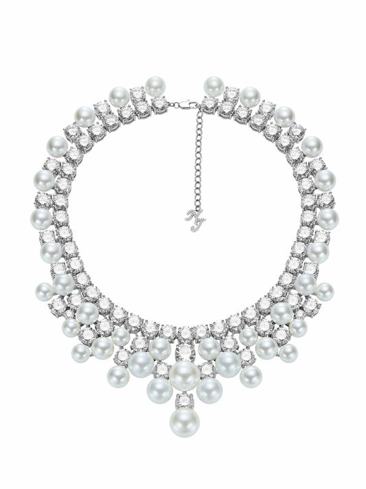 Nana Jacqueline Marceline Pearl Tassel White Necklace White