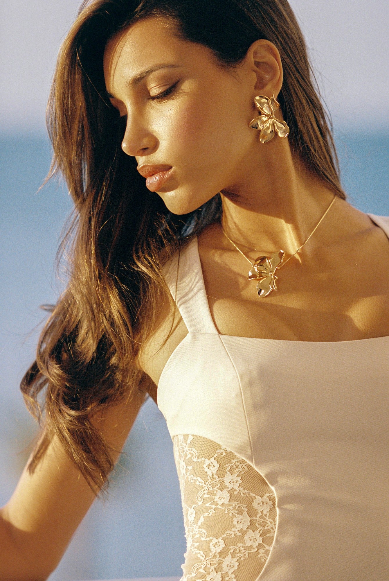 Nana Jacqueline Florence Necklace: Gold Necklace for Wedding Guest Gold