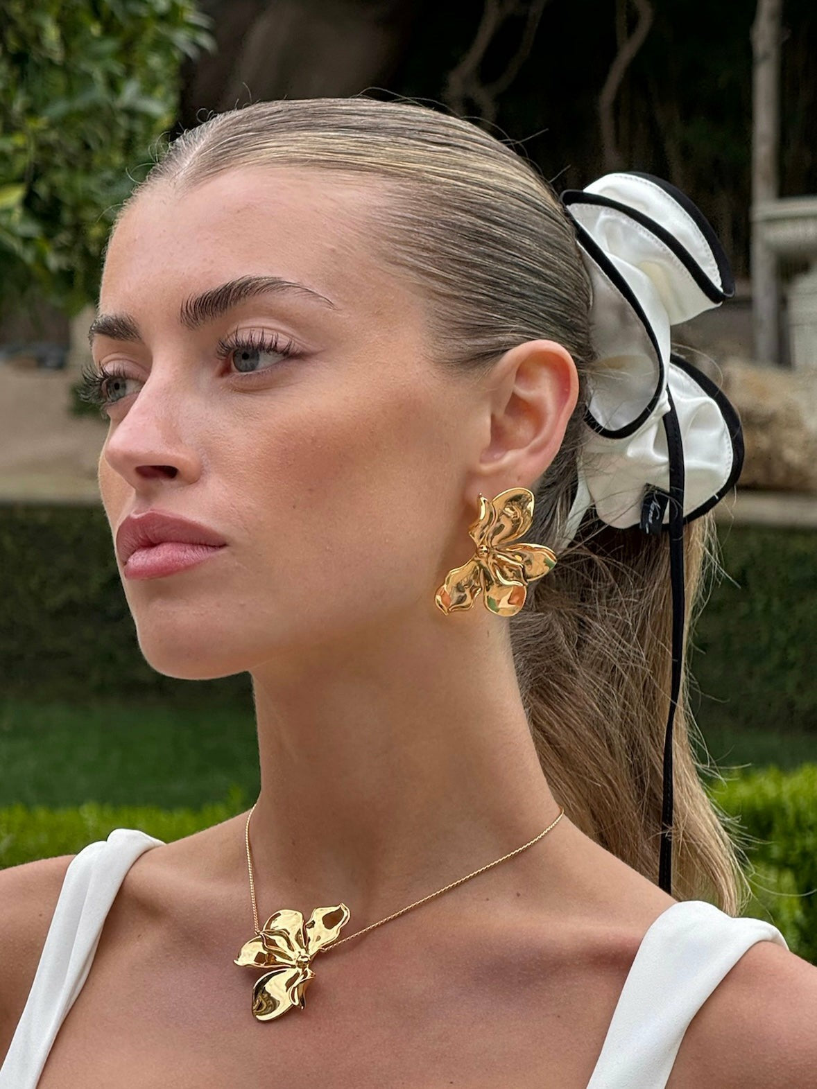Nana Jacqueline Florence Necklace: Gold Necklace for Wedding Guest Gold