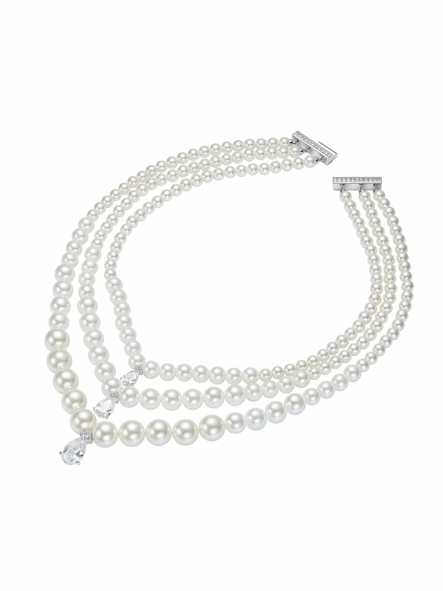 Nana Jacqueline Adriana Layered Pearl Drop Necklace White