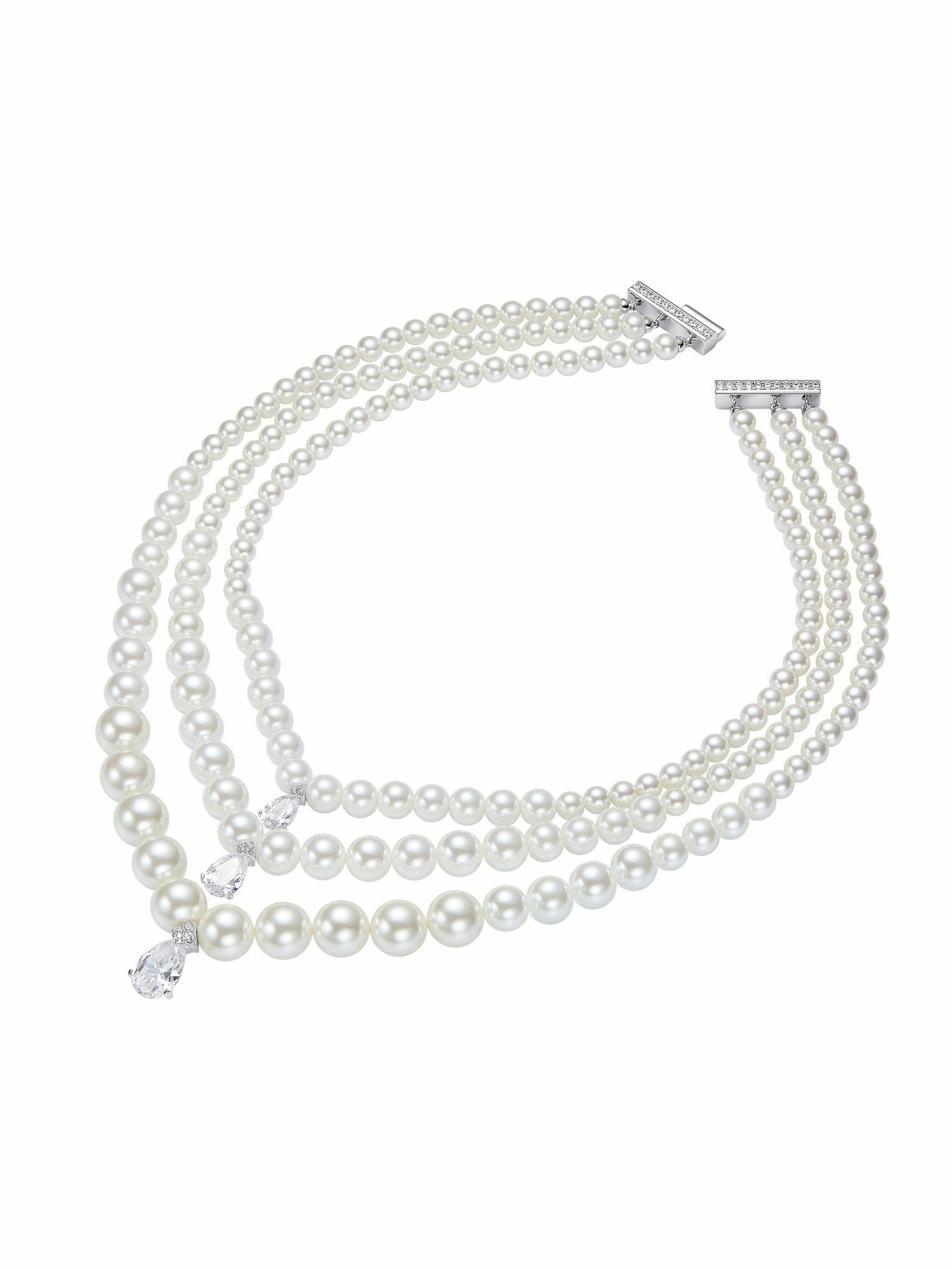 Nana Jacqueline Adriana Layered Pearl Drop Necklace White