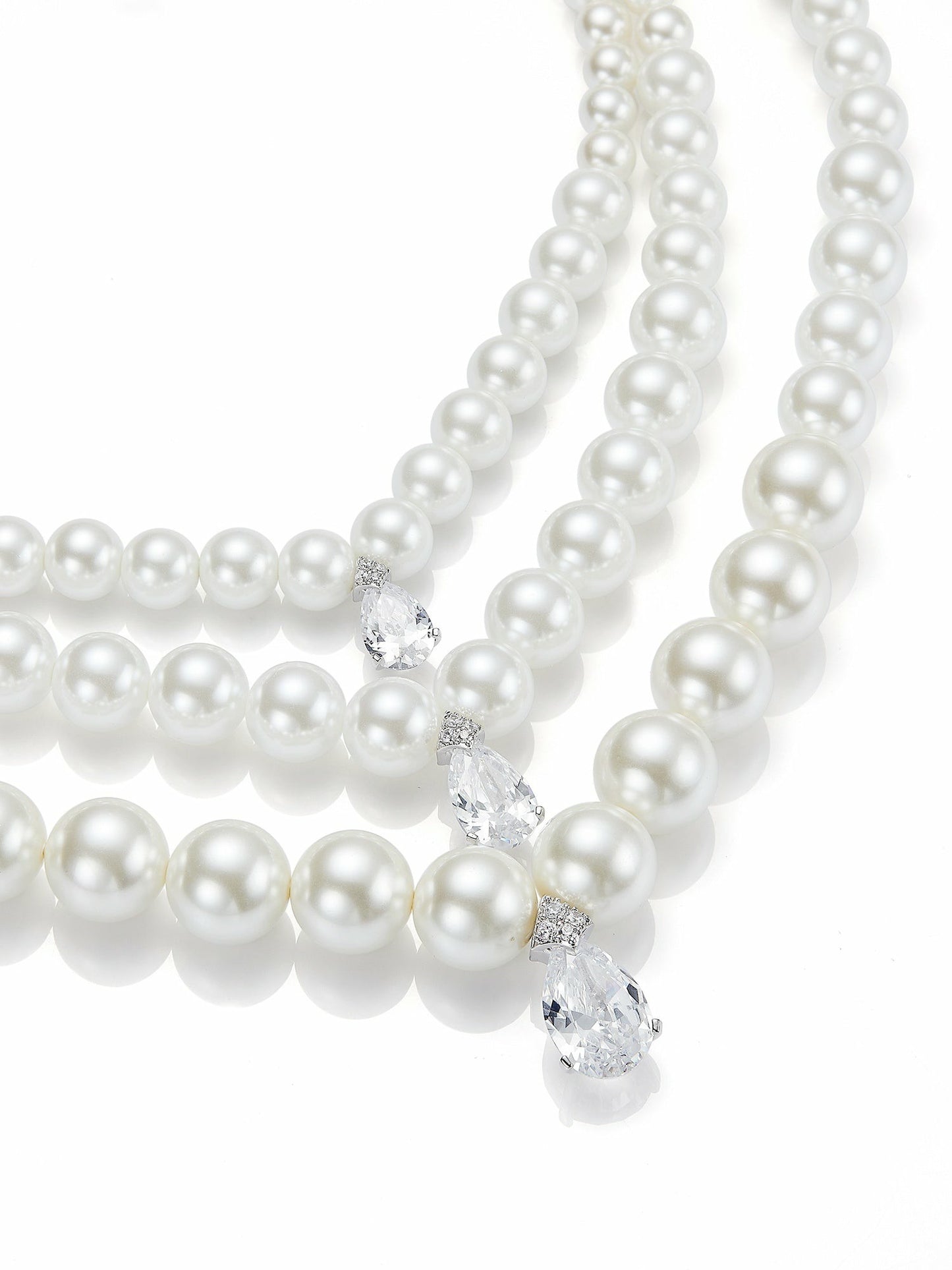 Nana Jacqueline Adriana Layered Pearl Drop Necklace White
