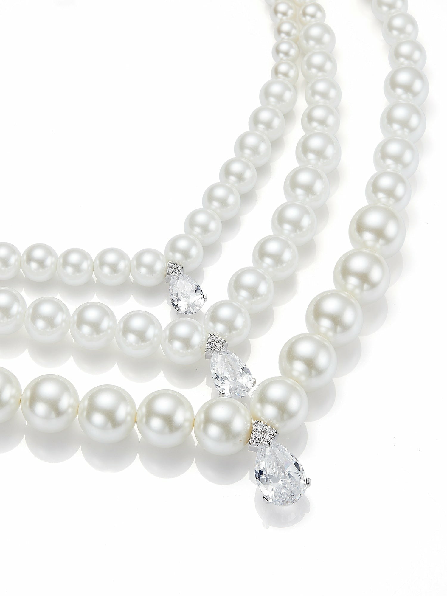 Nana Jacqueline Adriana Layered Pearl Drop Necklace White