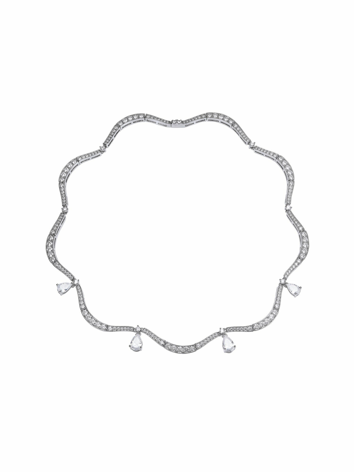 Nana Jacqueline Daniela Pear-Cut Crystal Drop Necklace White