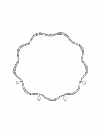 Nana Jacqueline Daniela Pear-Cut Crystal Drop Necklace White