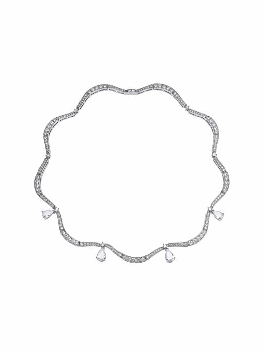 Nana Jacqueline Daniela Pear-Cut Crystal Drop Necklace White
