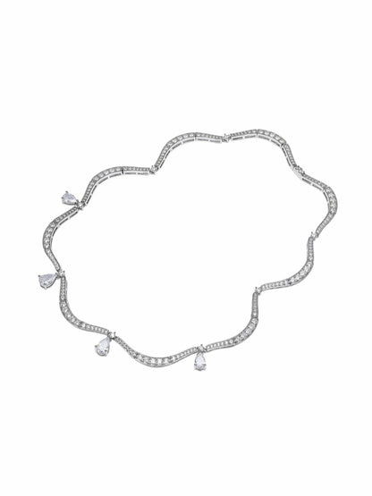 Nana Jacqueline Daniela Pear-Cut Crystal Drop Necklace White