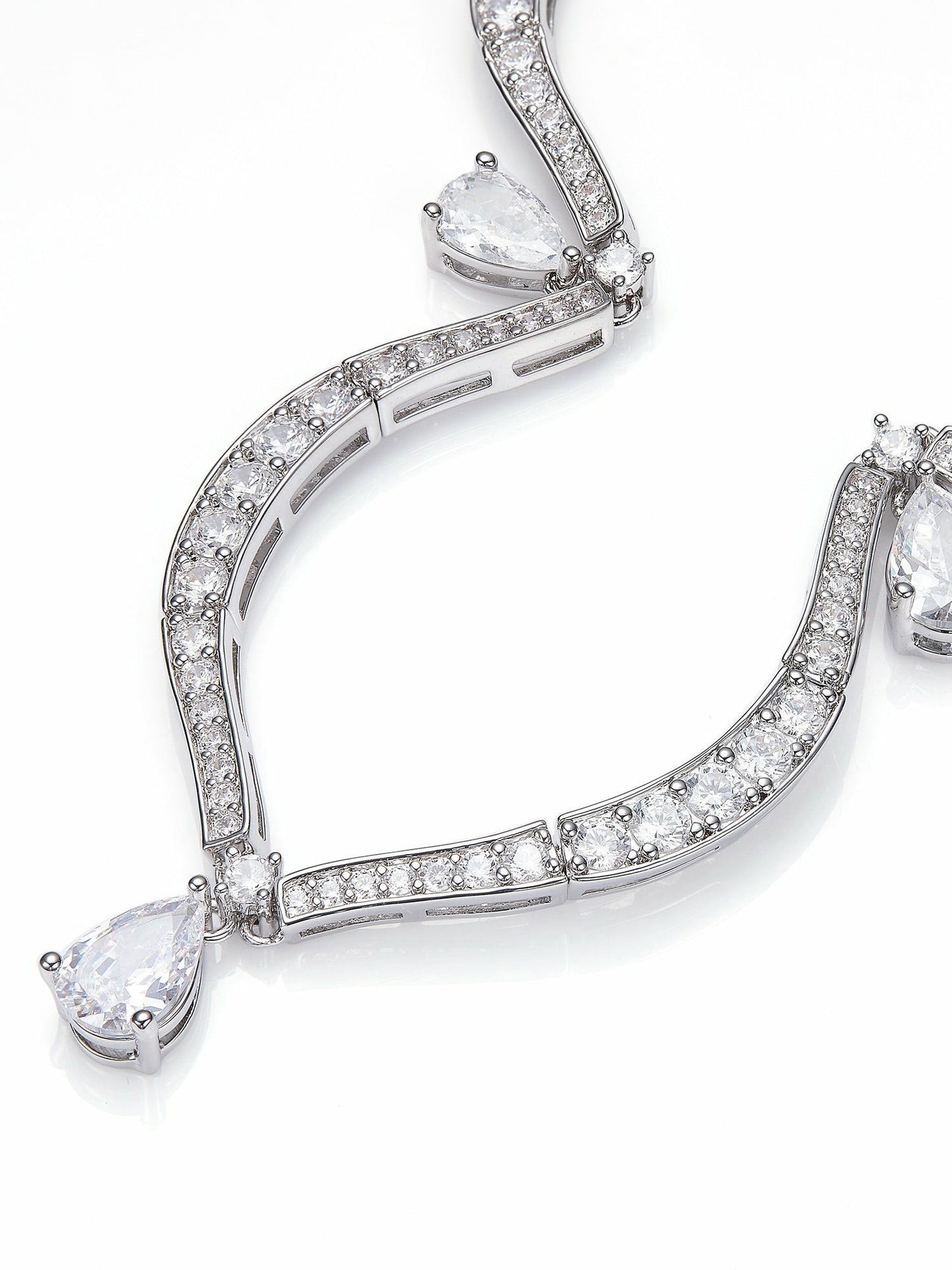 Nana Jacqueline Daniela Pear-Cut Crystal Drop Necklace White