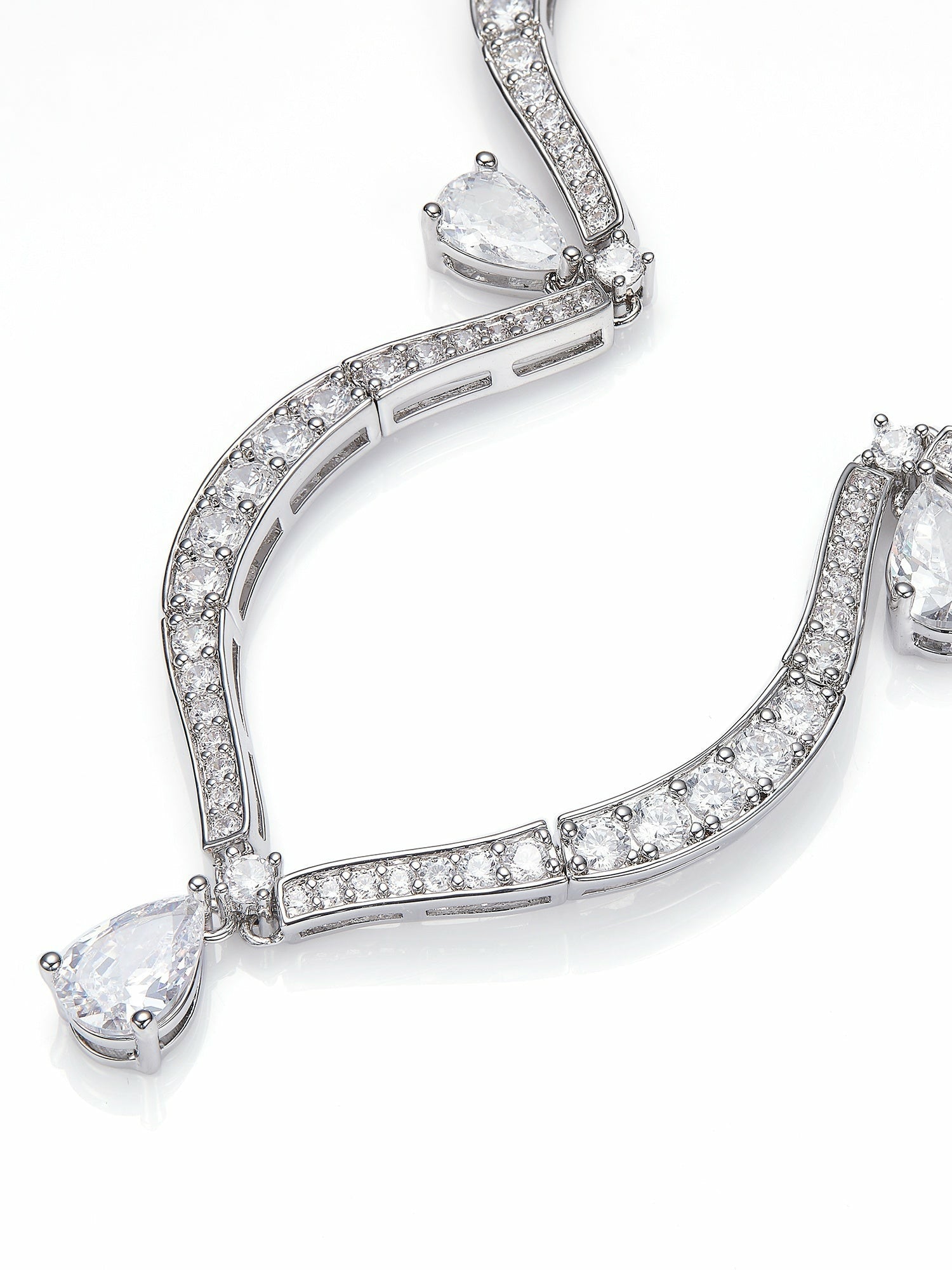 Nana Jacqueline Daniela Pear-Cut Crystal Drop Necklace White