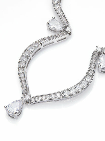 Nana Jacqueline Daniela Pear-Cut Crystal Drop Necklace White