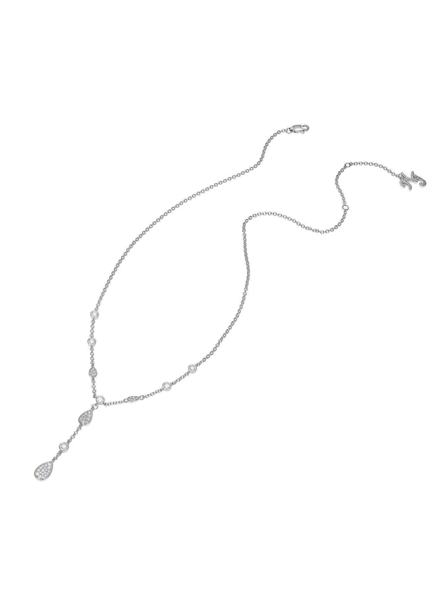 Nana Jacqueline Ameline Pavé Crystal Drop Y-Chain Necklace White