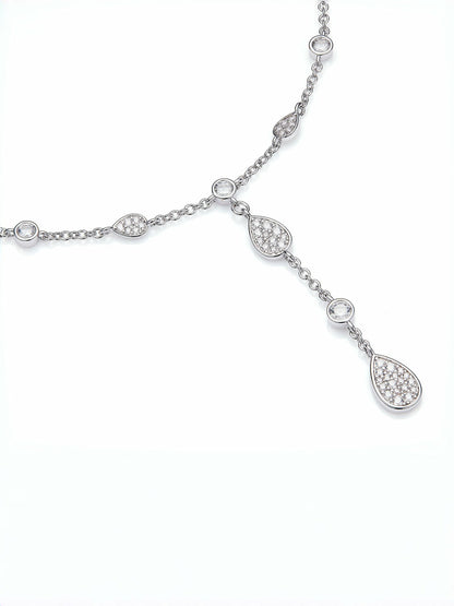 Nana Jacqueline Ameline Pavé Crystal Drop Y-Chain Necklace White