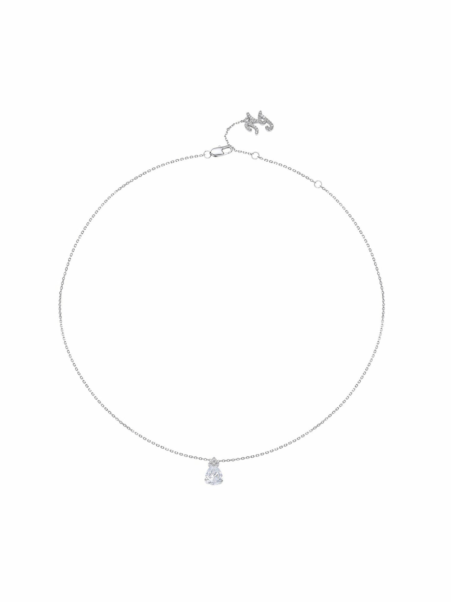 Nana Jacqueline Yvette Pear-Cut Crystal Pendant Necklace White