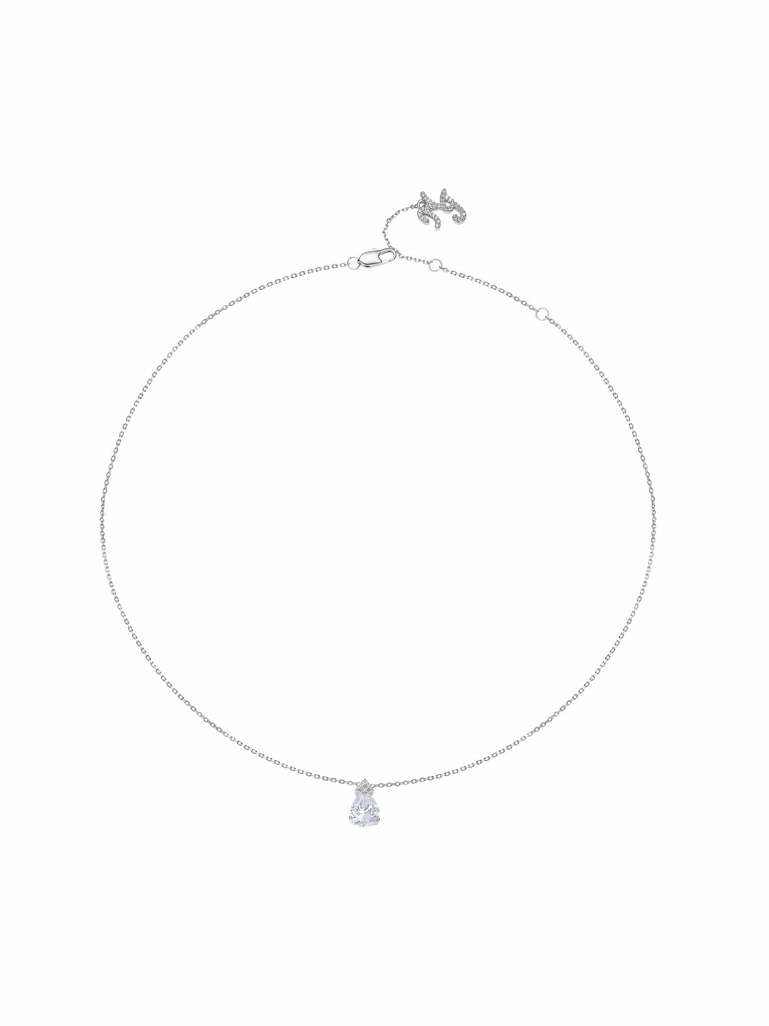 Nana Jacqueline Yvette Pear-Cut Crystal Pendant Necklace White