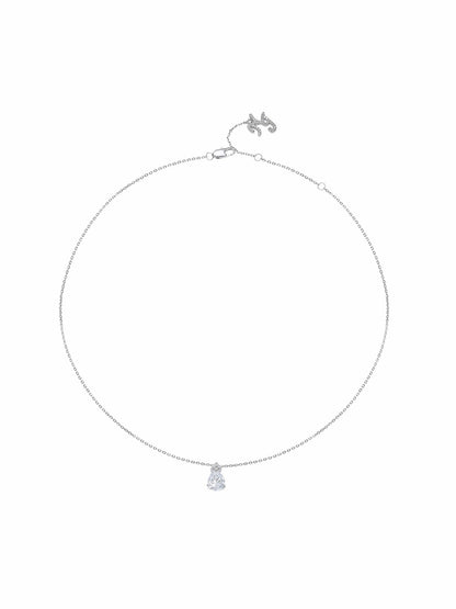 Nana Jacqueline Yvette Pear-Cut Crystal Pendant Necklace White