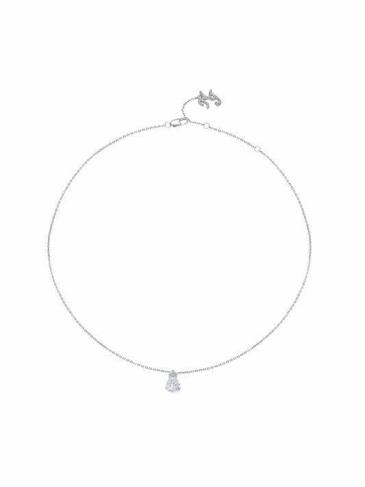 Nana Jacqueline Yvette Pear-Cut Crystal Pendant Necklace White