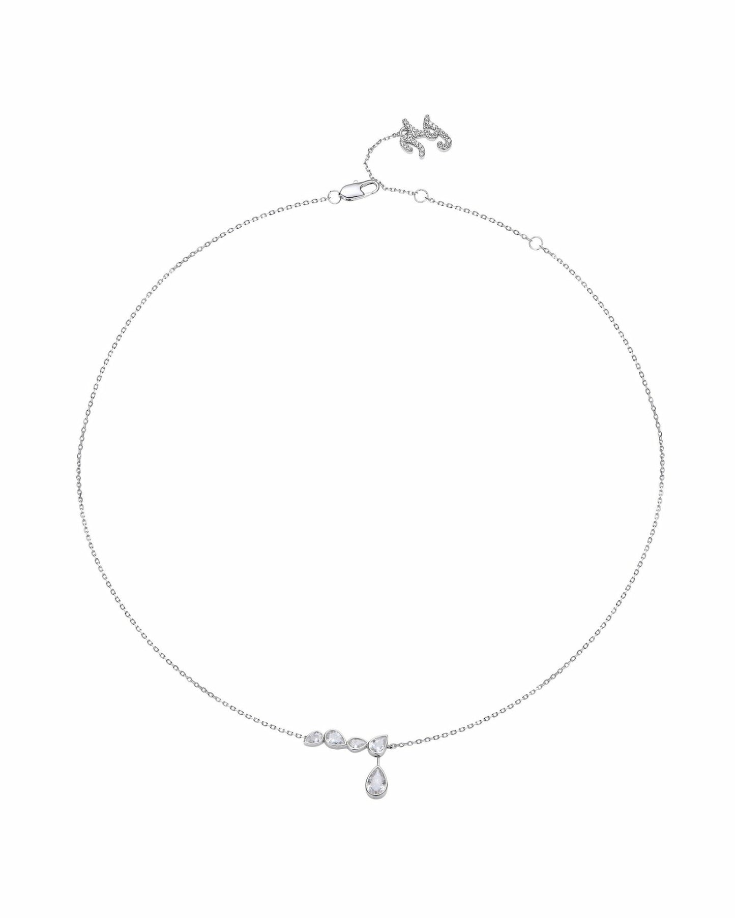 Nana Jacqueline Mirabelle Teardrop Necklace: Silver Necklace for Bridal Shower Silver