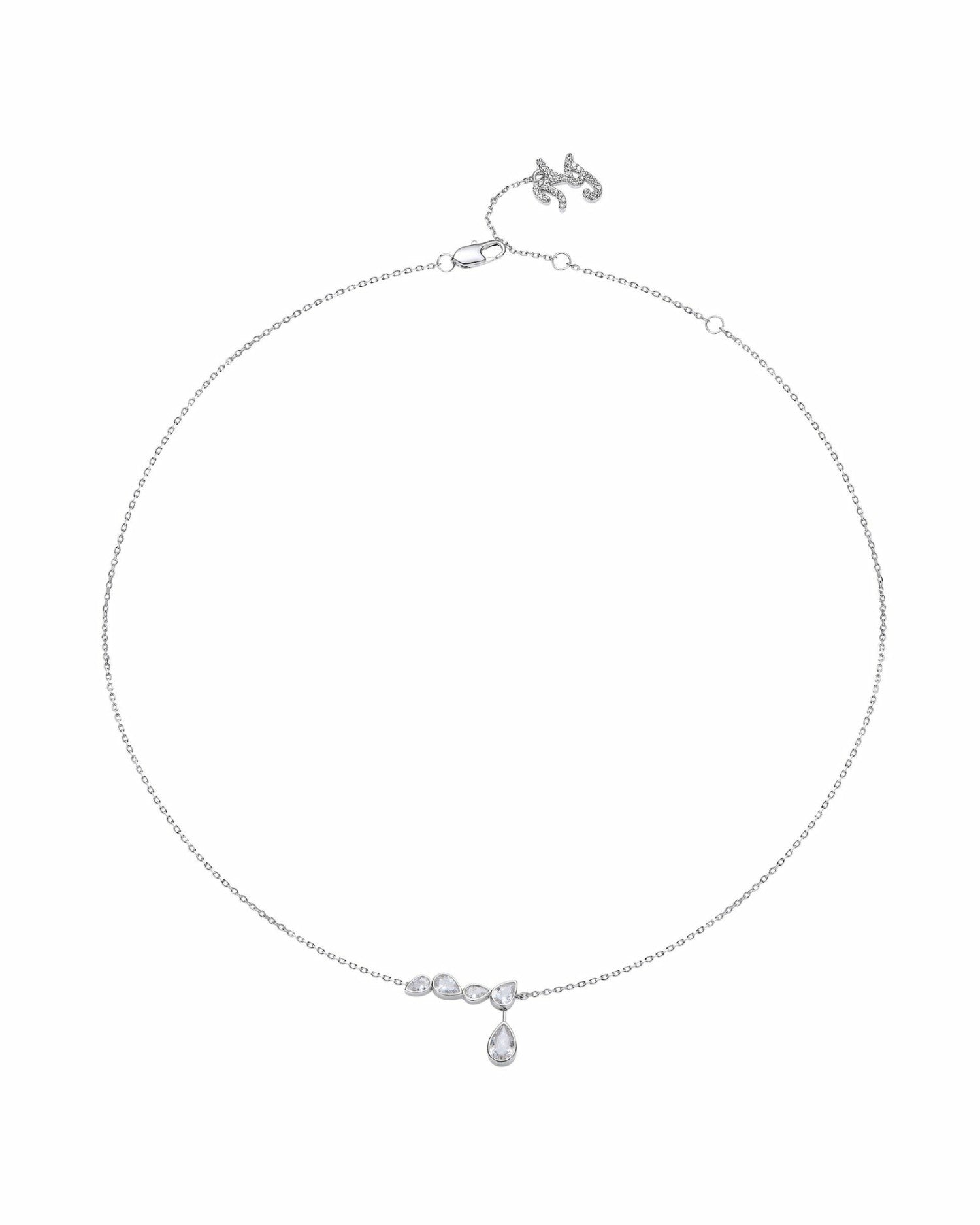 Nana Jacqueline Mirabelle Teardrop Necklace: Silver Necklace for Bridal Shower Silver