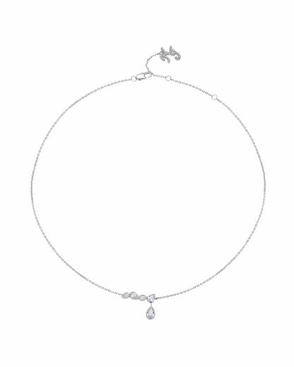 Nana Jacqueline Mirabelle Teardrop Necklace: Silver Necklace for Bridal Shower Silver