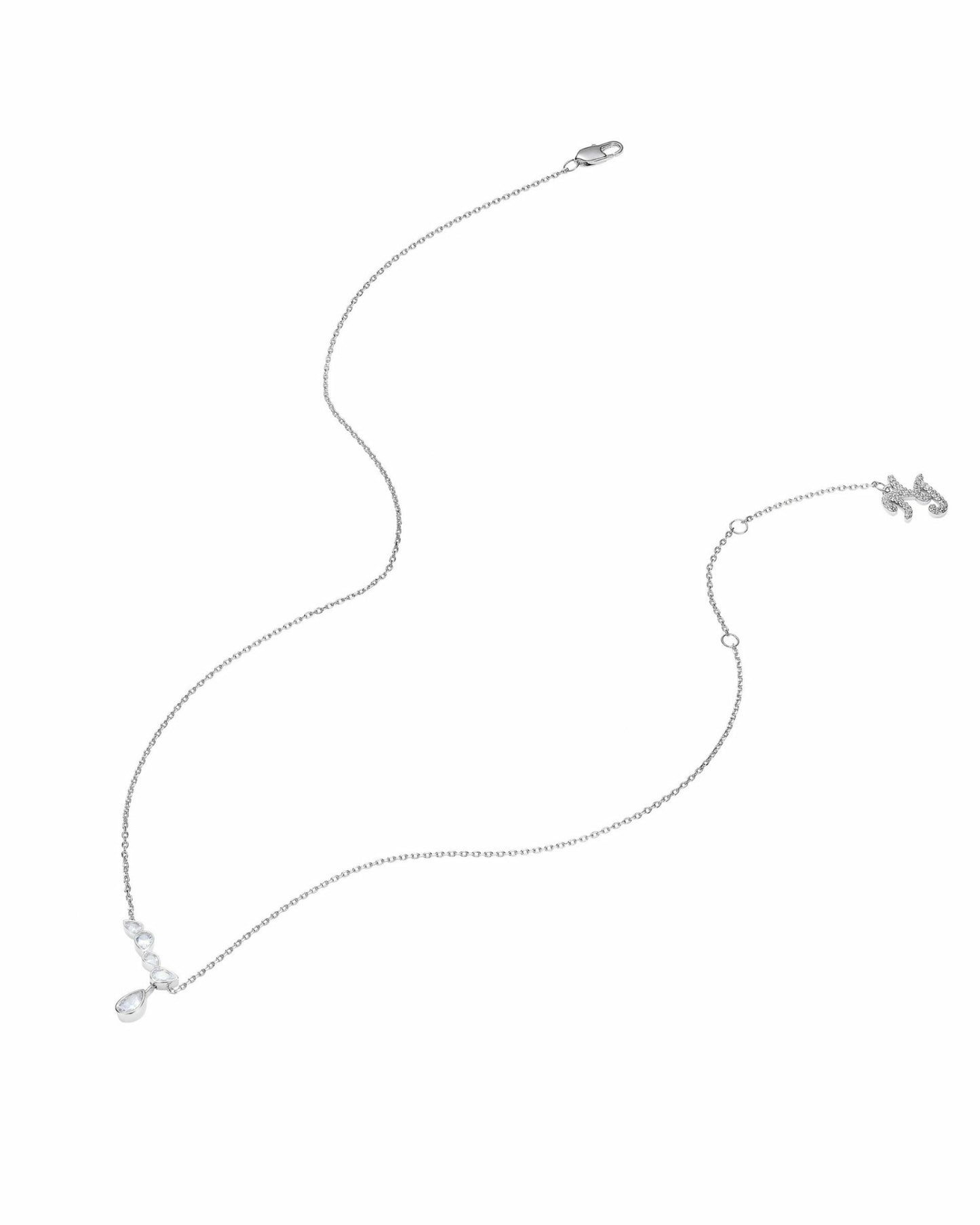 Nana Jacqueline Mirabelle Teardrop Necklace: Silver Necklace for Bridal Shower Silver