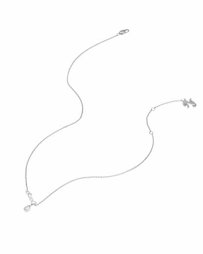 Nana Jacqueline Mirabelle Teardrop Necklace: Silver Necklace for Bridal Shower Silver