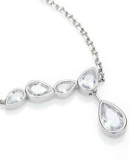 Nana Jacqueline Mirabelle Teardrop Necklace: Silver Necklace for Bridal Shower Silver