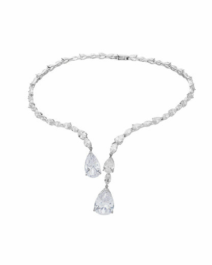 Nana Jacqueline Marilyn Necklace: Silver Necklace for Bridal Events Silver